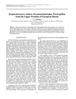 Karpinskiosaurus Ultimus (Seymouriamorpha, Parareptilia) from the Upper Permian of European Russia V