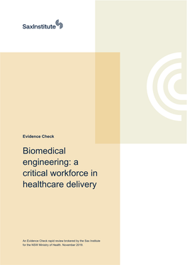 Biomedical Engineering: a Critical Workforce in Healthcare Delivery