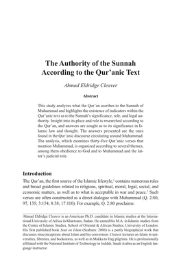 The Authority of the Sunnah According to the Qur'anic Text