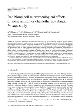 Red Blood Cell Microrheological Effects of Some Antitumor Chemotherapy Drugs: in Vitro Study