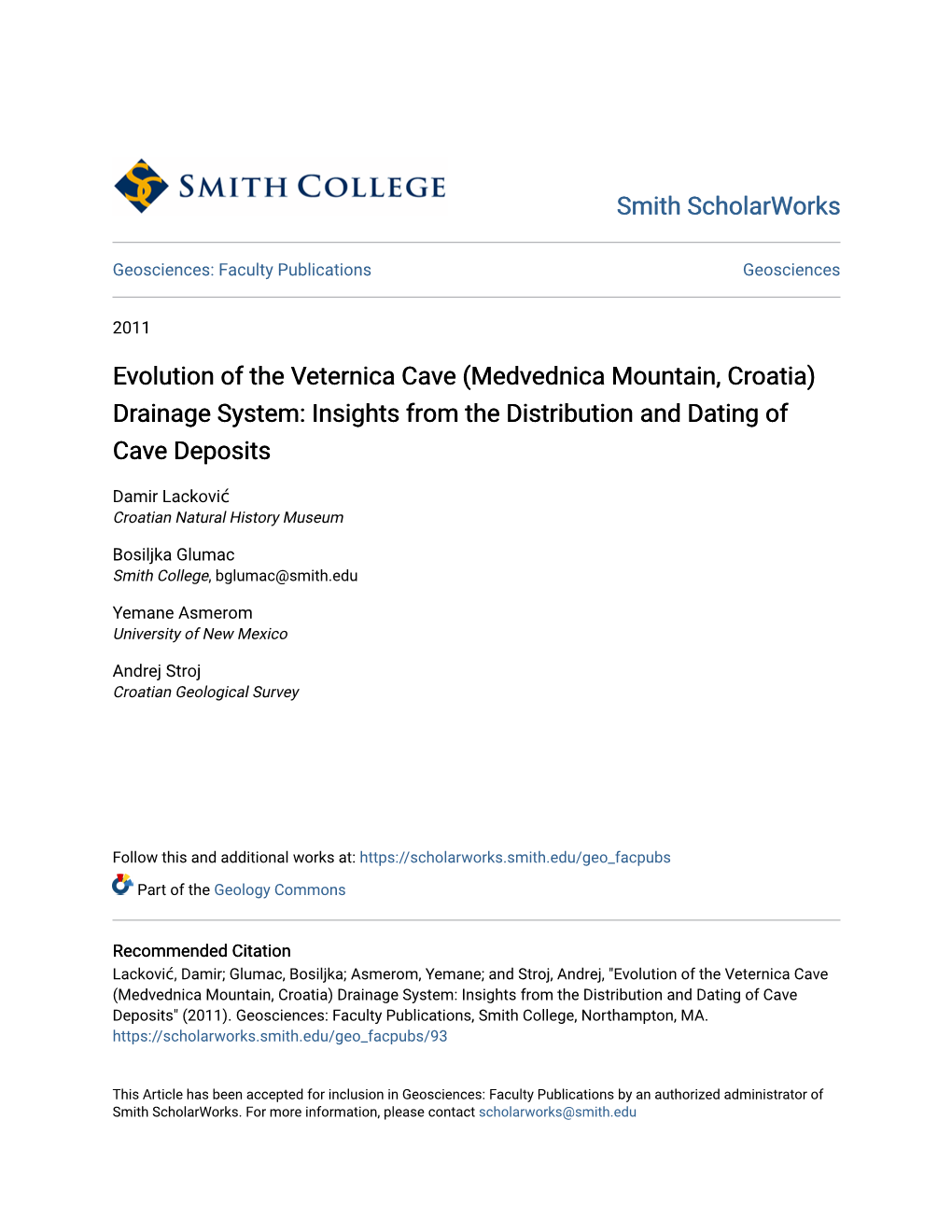 Evolution of the Veternica Cave (Medvednica Mountain, Croatia) Drainage System: Insights from the Distribution and Dating of Cave Deposits