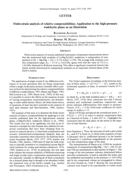LETTER Finite-Strain Analysis of Relative Compressibilities