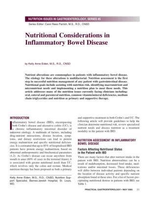 Nutritional Considerations in Inflammatory Bowel Disease