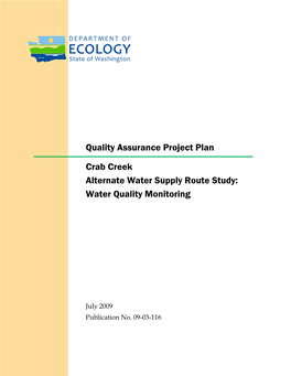 Crab Creek Alternate Water Supply Route Study: Water Quality Monitoring