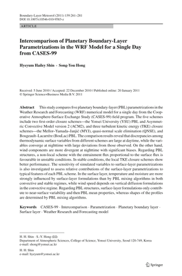 Intercomparison of Planetary Boundary-Layer Parametrizations in the WRF Model for a Single Day from CASES-99