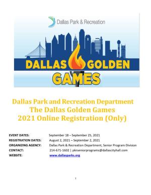 The Dallas Golden Games 2021 Online Registration (Only)