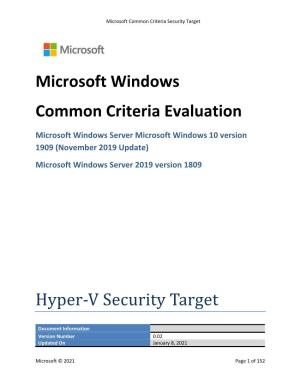 Microsoft Windows Common Criteria Evaluation Hyper-V Security Target