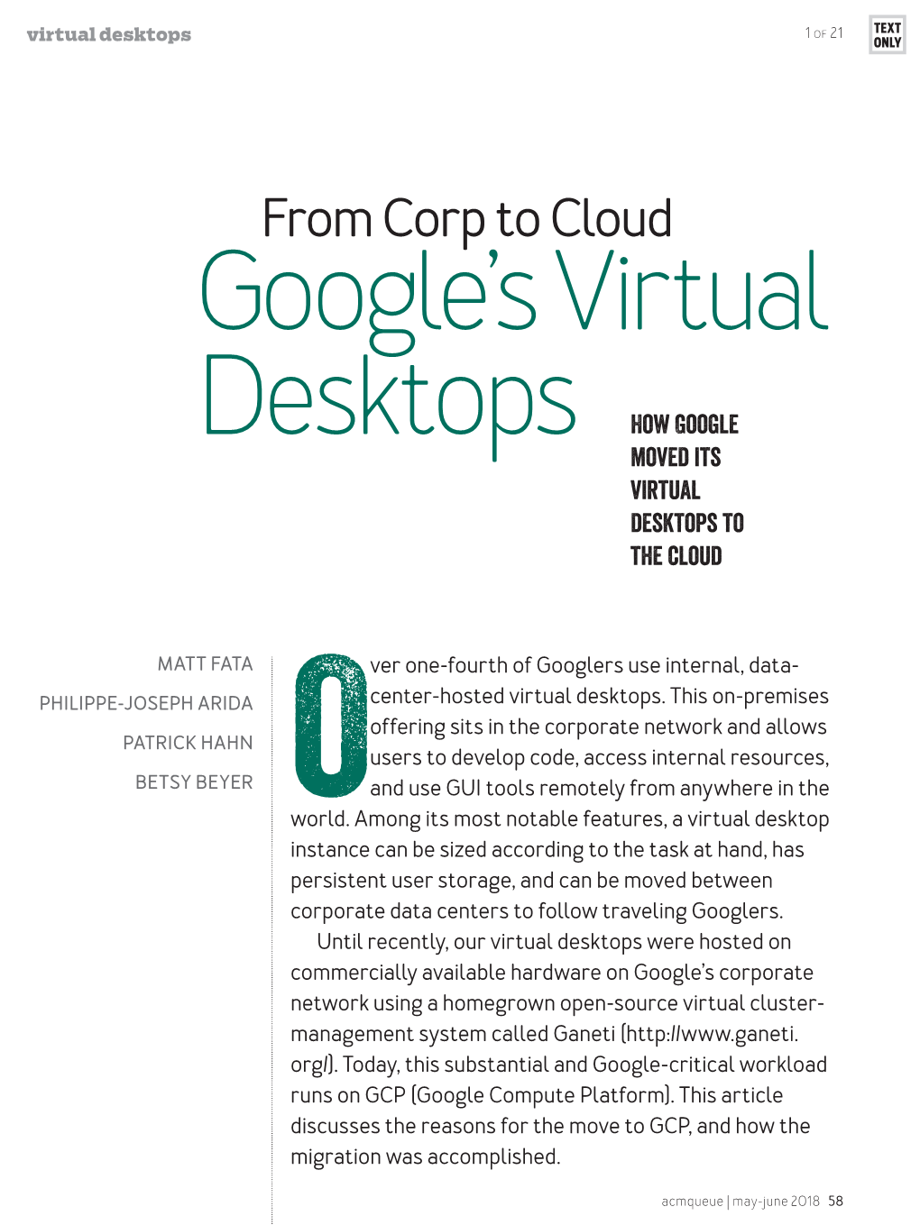 Google's Virtual Desktops