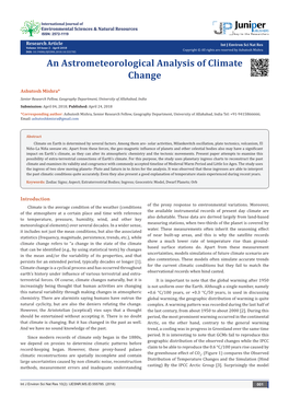An Astrometeorological Analysis of Climate Change