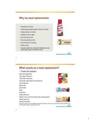 Why Try Meal Replacements What Counts As a Meal Replacement?