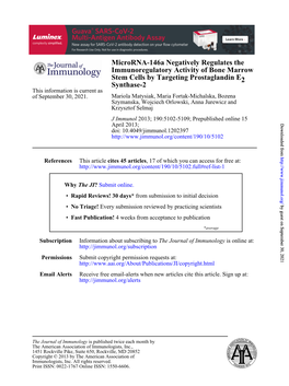 Synthase-2 2 Stem Cells by Targeting Prostaglandin E Immunoregulatory