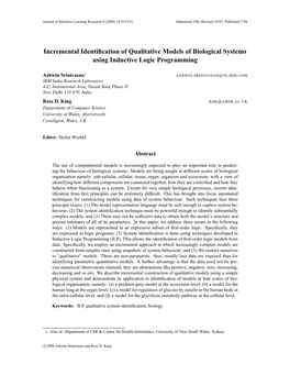 Incremental Identification of Qualitative Models of Biological