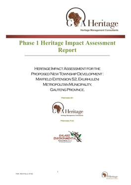 Phase 1 Heritage Impact Assessment Report
