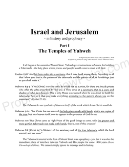 Israel and Jerusalem - in History and Prophecy - Part I the Temples of Yahweh