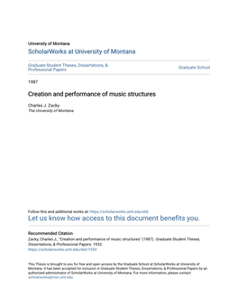 Creation and Performance of Music Structures