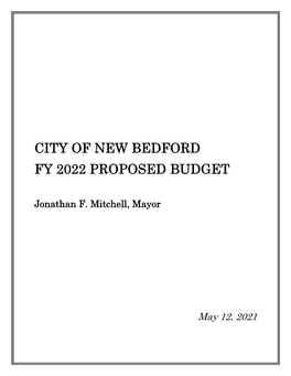 City of New Bedford Fy 2022 Proposed Budget