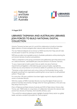 Libraries Tasmania and Australian Libraries Join Forces to Build National Digital Collection