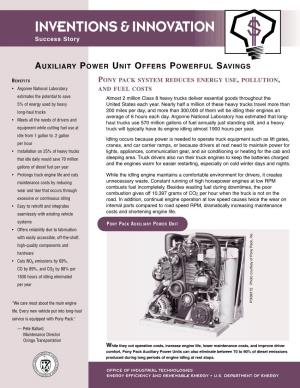 Auxiliary Power Unit Offers Powerful Savings