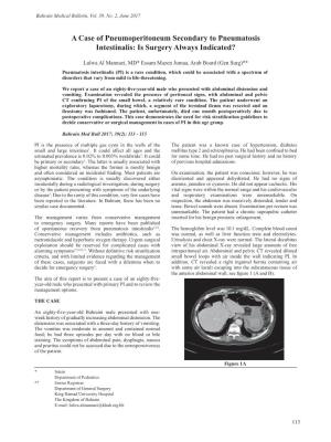 A Case of Pneumoperitoneum Secondary to Pneumatosis Intestinalis: Is Surgery Always Indicated?