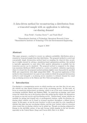 A Data-Driven Method for Reconstructing a Distribution from a Truncated Sample with an Application to Inferring Car-Sharing Demand