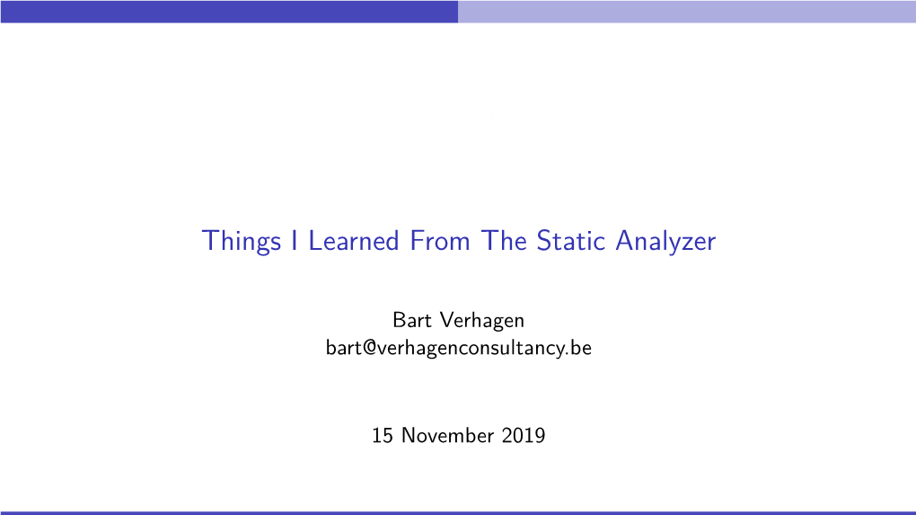Things I Learned from the Static Analyzer