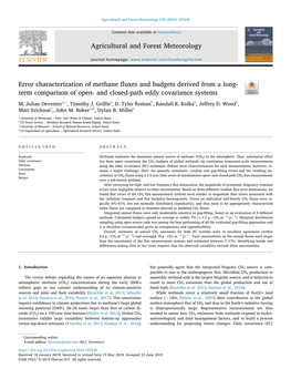 Error Characterization of Methane Fluxes and Budgets Derived from a Long-Term Comparison of Open- and Closed-Path Eddy Covarianc