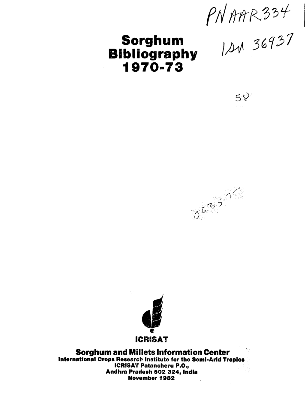 Sorghum Bibliography 1970-73