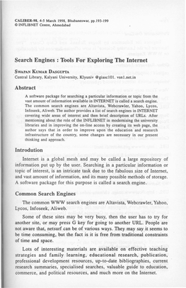 Search Engines : Tools for Exploring the Internet