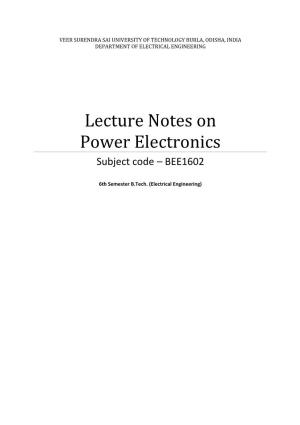 Lecture Notes on Power Electronics Subject Code – BEE1602