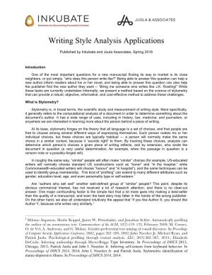 Writing Style Analysis Applications