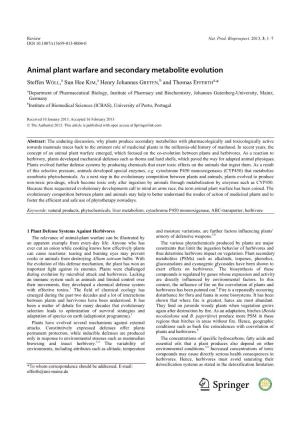 Animal Plant Warfare and Secondary Metabolite Evolution