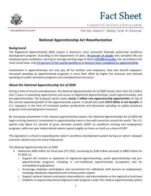 National Apprenticeship Act of 2020
