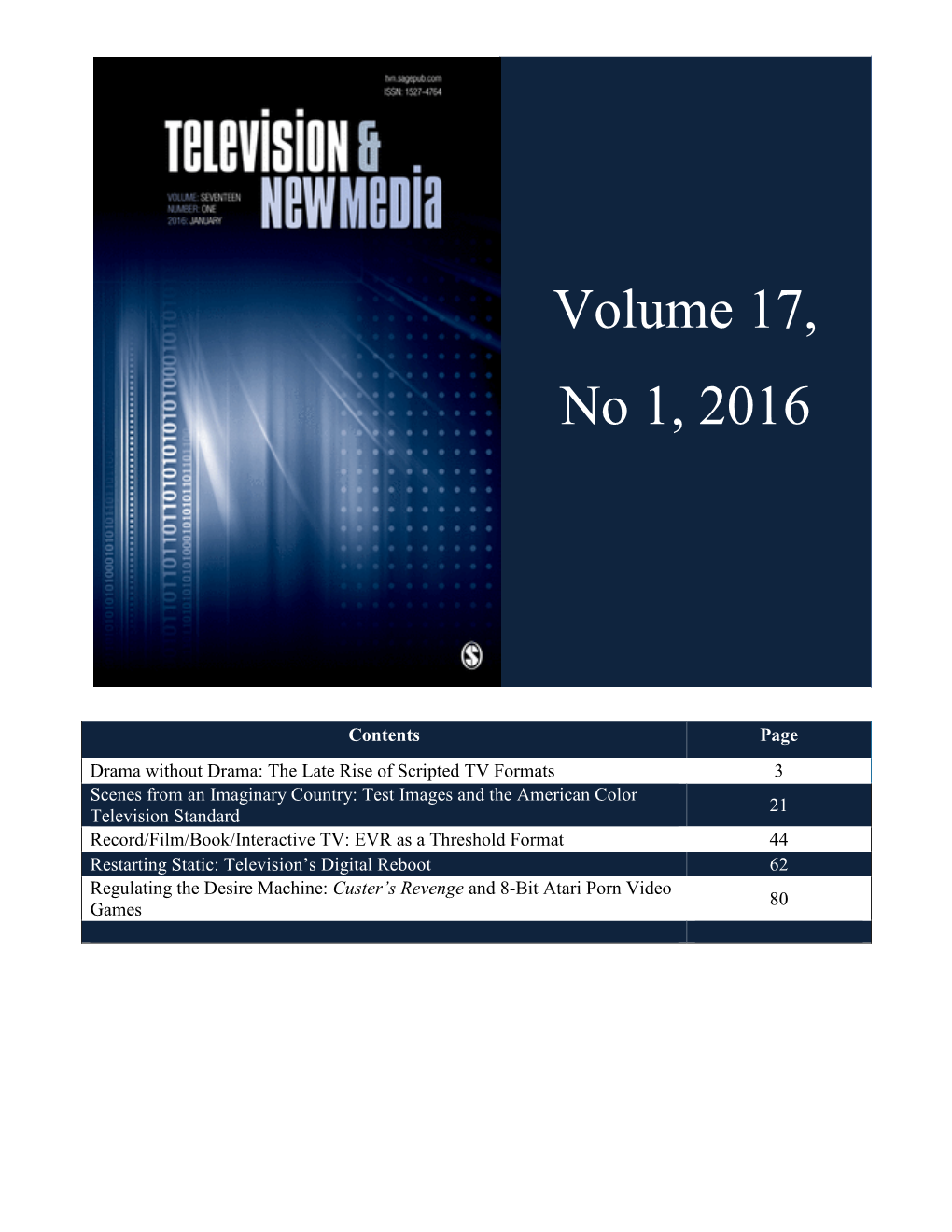 Volume 17, No 1, 2016