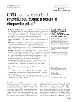 Cd34positive Superficial Myxofibrosarcoma