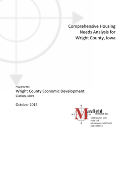 Comprehensive Housing Needs Analysis for Wright County, Iowa