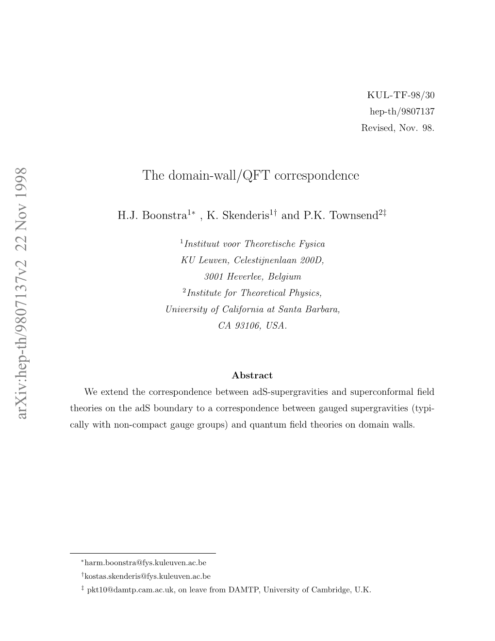 The Domain-Wall/QFT Correspondence