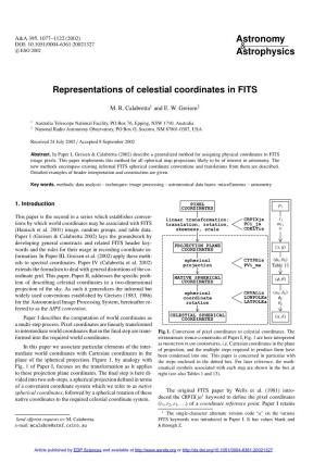 Representations of Celestial Coordinates in FITS