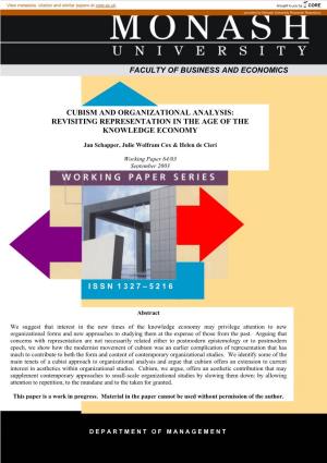 Cubism and Organizational Analysis: Revisiting Representation in the Age of the Knowledge Economy