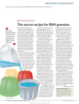 The Secret Recipe for RNA Granules