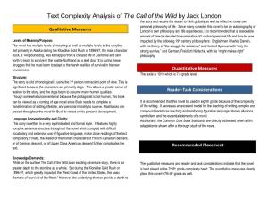 Text Complexity Analysis of the Call of the Wild by Jack London
