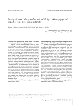 Pathogenicity of Helicotylenchus Indicus Siddiqi, 1963 on Papaya and Impact of Some Bio-Organic Materials