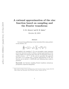 A Rational Approximation of the Sinc Function Based on Sampling and the Fourier Transforms