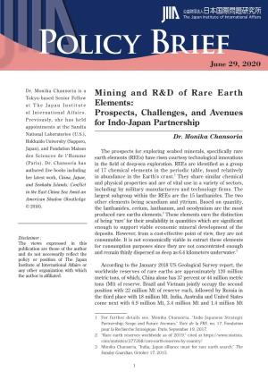 Mining and R&D of Rare Earth Elements
