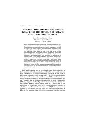 Literacy and Numeracy in Northern Ireland and the Republic of Ireland in International Studies