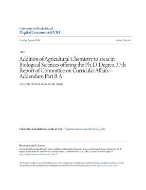 Addition of Agricultural Chemistry to Areas in Biological Sciences Offering the Ph