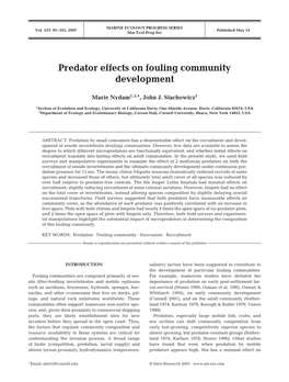 Predator Effects on Fouling Community Development