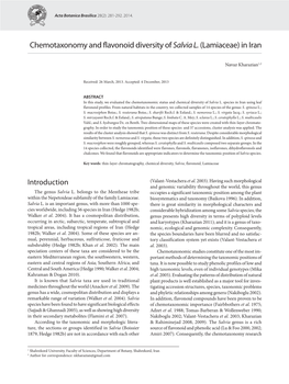 Chemotaxonomy and Flavonoid Diversity of Salvia L.(Lamiaceae)