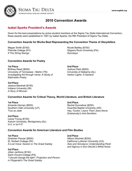 2010 Convention Awards