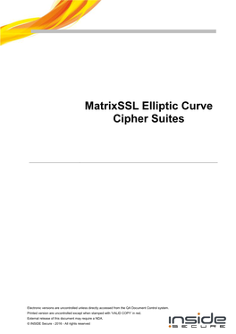 Matrixssl Elliptic Curve Cipher Suites