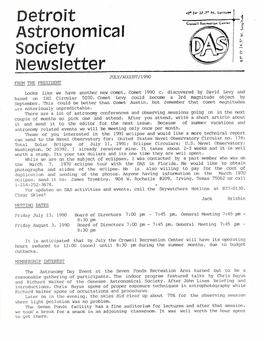 Newsletter JULY/AUGUST/1990 from the PRESIDENT